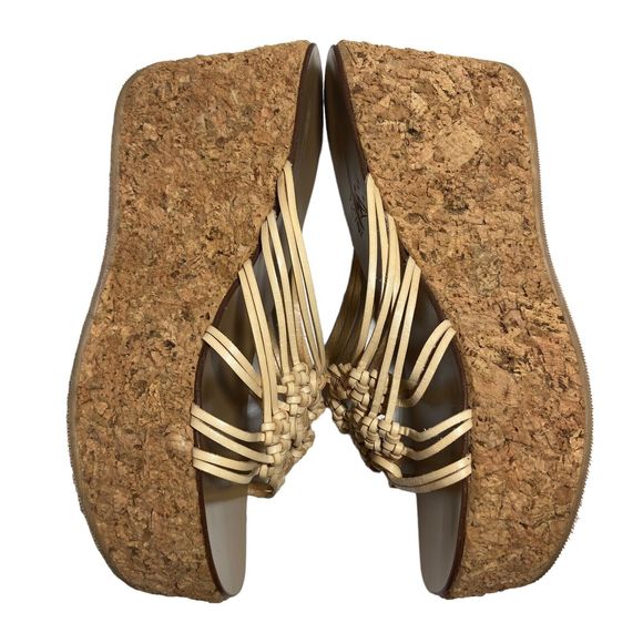Vicini Tapeet Natural Cork Wedge US 7 EU 37.5 Beige Platform Made in Italy NEW - Picture 14 of 16